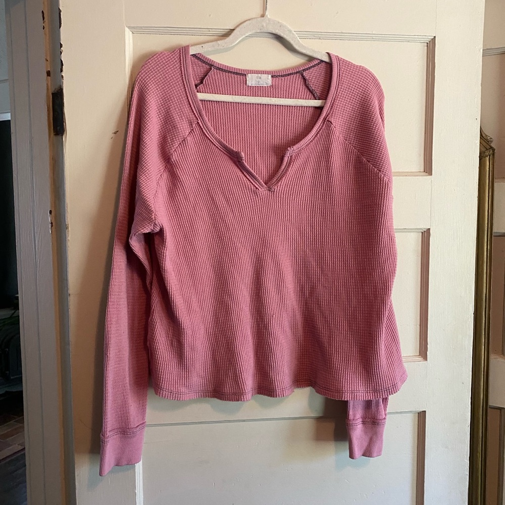 Anthropologie T.La Pink Waffle Knit Top